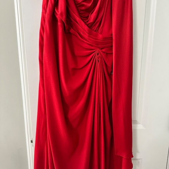 Tadashi Shoji Red One-Shoulder Gown - Picture 11 of 16